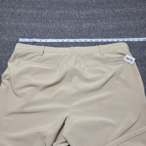 Izod Golf Mens Pants 38x32 Beige Performance Elastic Waist Athletic Golf Slacks - Picture 8 of 9